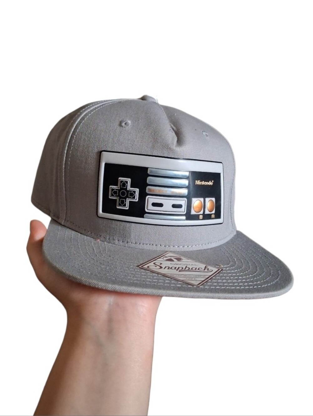 Nintendo Controller Snapback Hat - Gray Retro Classic 8-Bit Gamer Cap